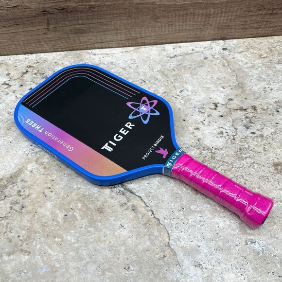 Tiger Generation Three Pickleball Paddle Project Birdie Blue Pink Composite Grip - Picture 8 of 9